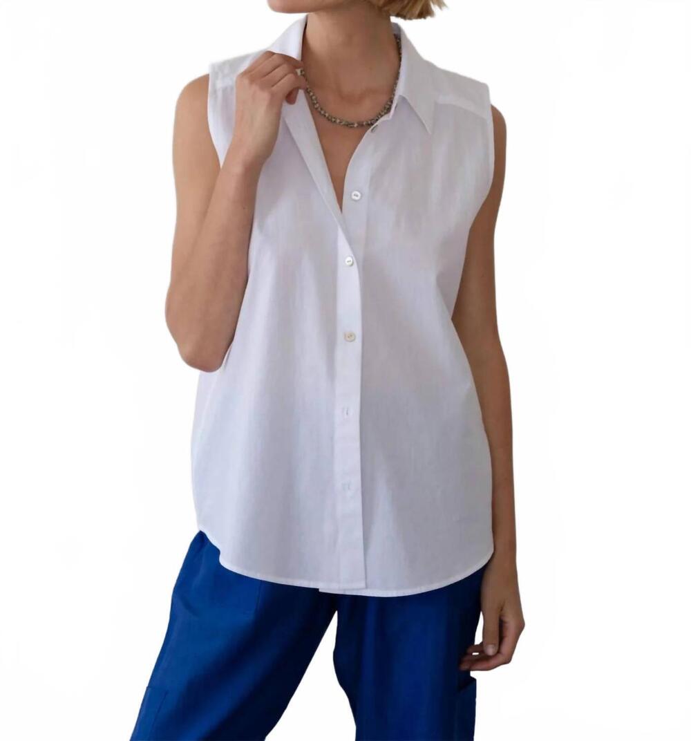 NEW DONNI. sandwash sleeveless shirt in powder